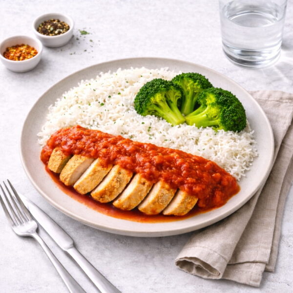 proteinrik matlåda: Tikkakyckling med ris, masalasås & broccoli