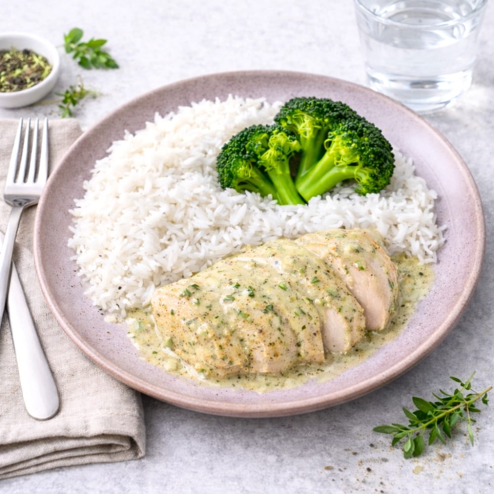 Örtkyckling med basmatiris & dressing