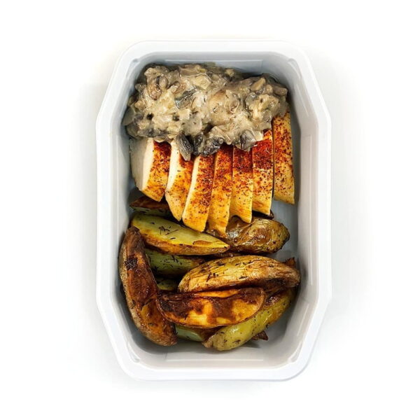 Creamy Mushroom Chicken & Roasted Potatoes